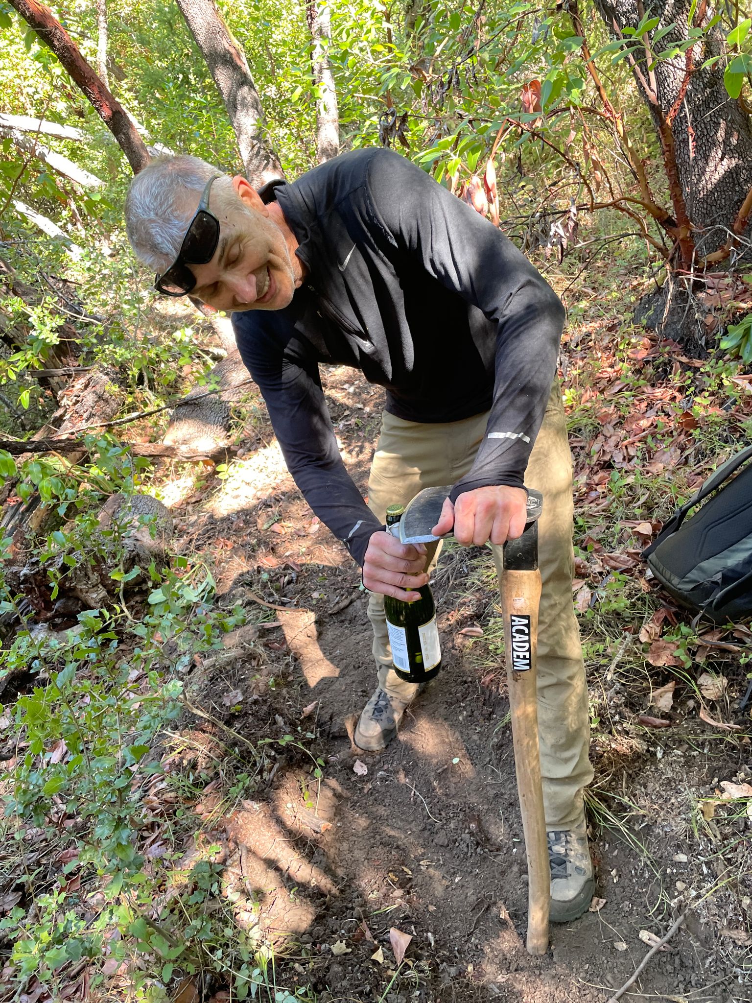 Opening the Martinelli's with a Rogue Hoe.